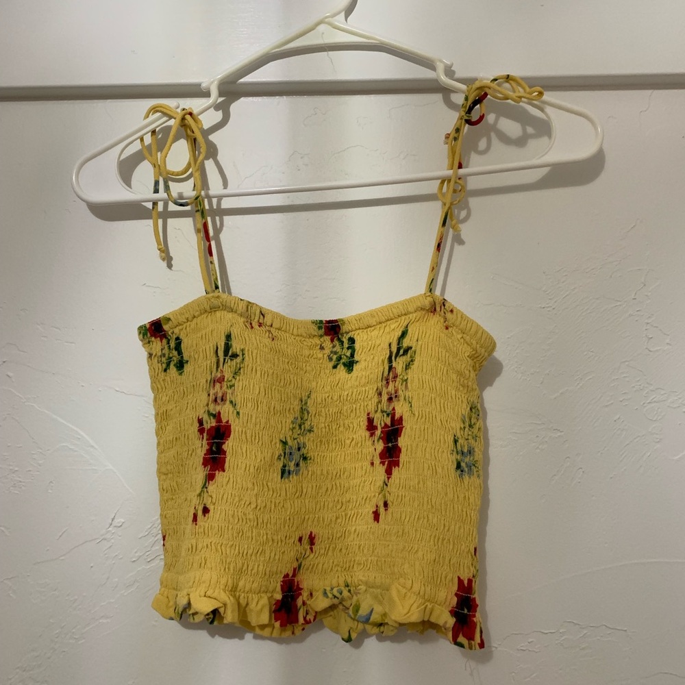 La hearts smocked floral tank